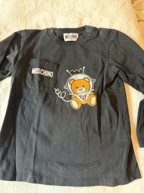 Moschino Black Kids Long-Sleeve Teddy Astronaut Tee